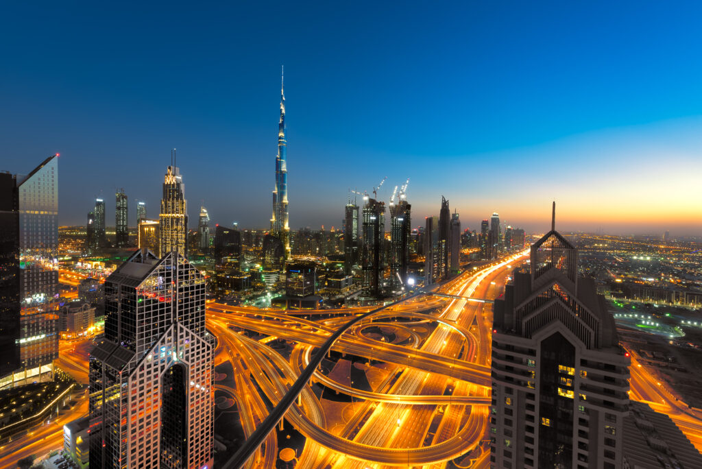 aerial-view-illuminated-city-night